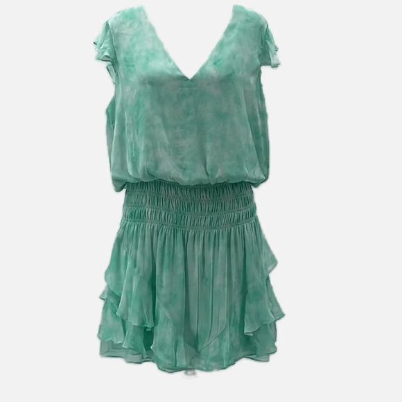 Ramy Brook Simone Silk Blend Tie Dye Flutter Sleeve Mini Dress - Size Large - Picture 2 of 7